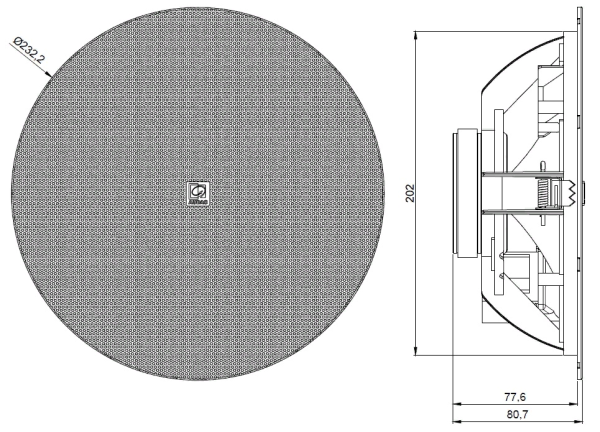 AUDAC CENA812/W, широкополосная встраиваемая акустическая система